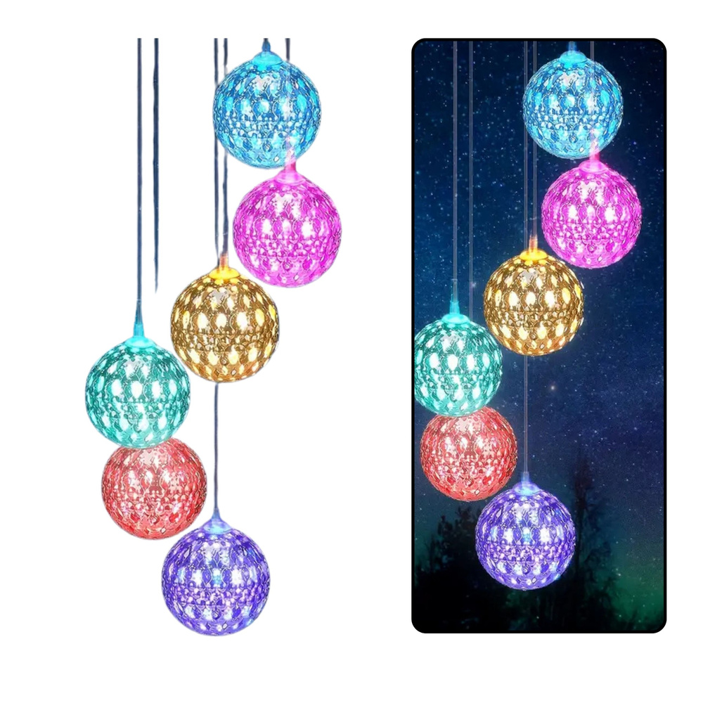 Marokietiško stiliaus saulės šviestuvas su led kamuoliais, 70 cm