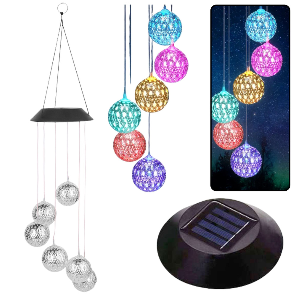 Marokietiško stiliaus saulės šviestuvas su led kamuoliais, 70 cm