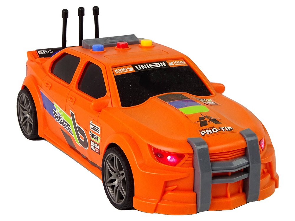Vaikiškas lenktyninis automobilis su garsais, oranžinis, 1:16