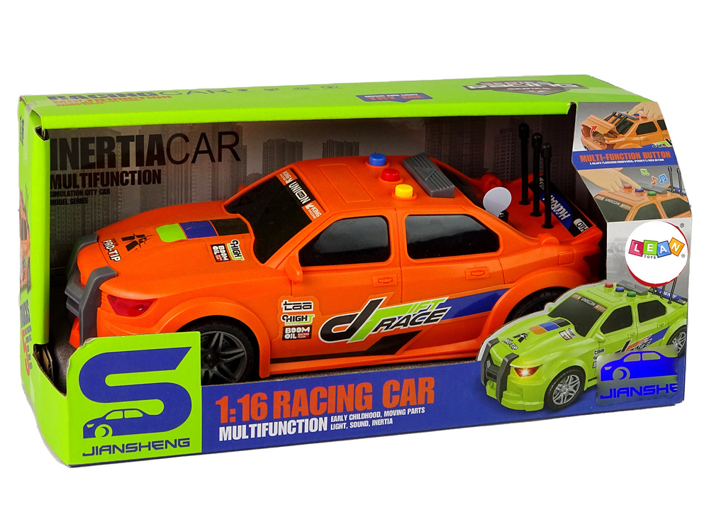 Vaikiškas lenktyninis automobilis su garsais, oranžinis, 1:16