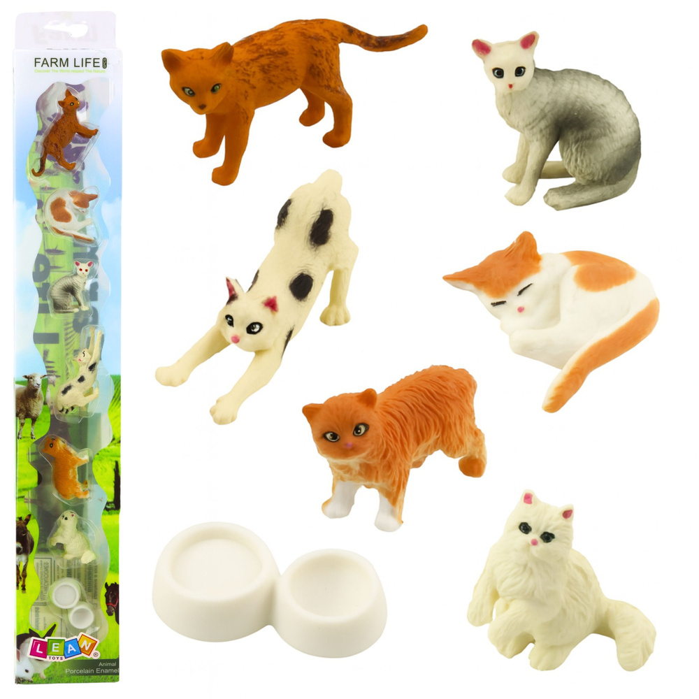 Realistinių kačių figūrėlių rinkinys 4-6 cm, 7 vnt.