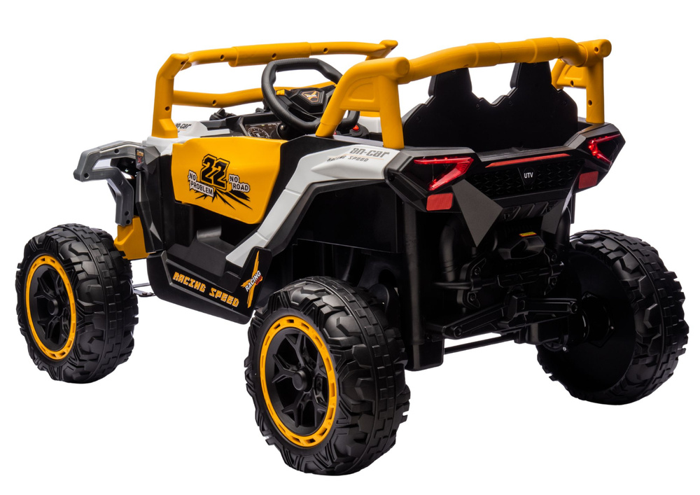 Baterijomis varomas 4x4 visureigis m1, baltas ir geltonas 3