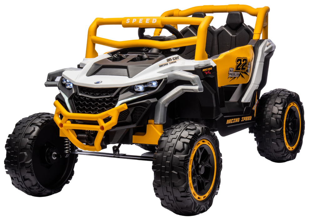 Baterijomis varomas 4x4 visureigis m1, baltas ir geltonas 1