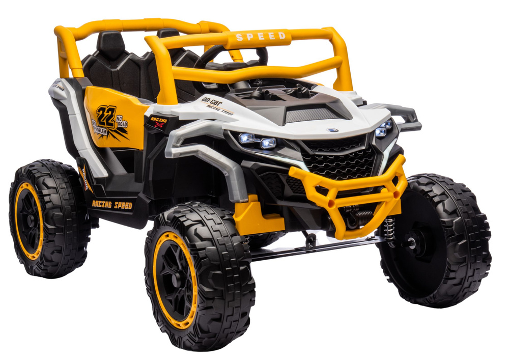 Baterijomis varomas 4x4 visureigis m1, baltas ir geltonas