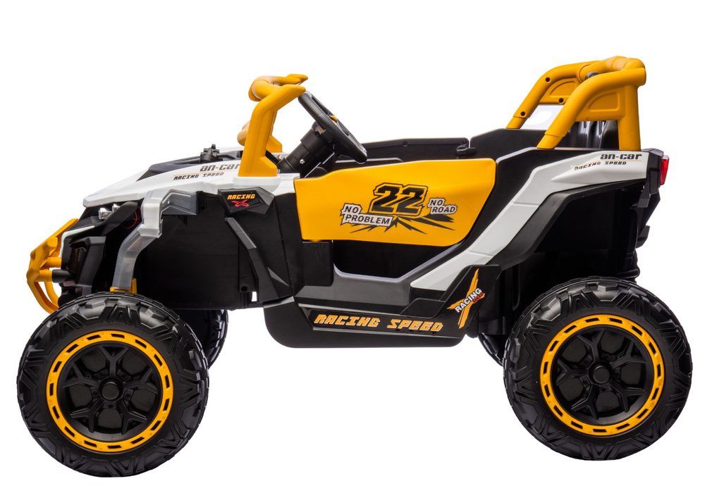 Baterijomis varomas 4x4 visureigis m1, baltas ir geltonas 2