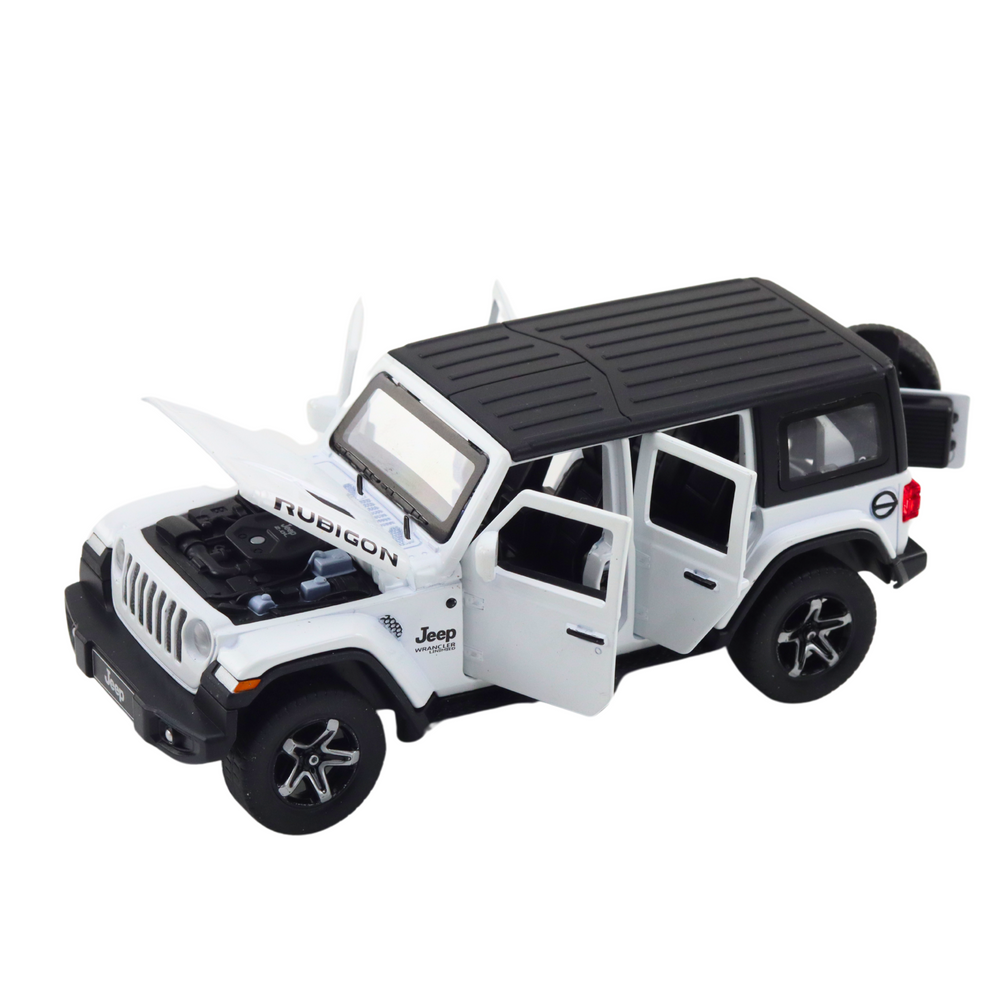 Bekelės automobilis su kemperiu baltas 1:32 – metalinis modelis su šviesomis ir garsais