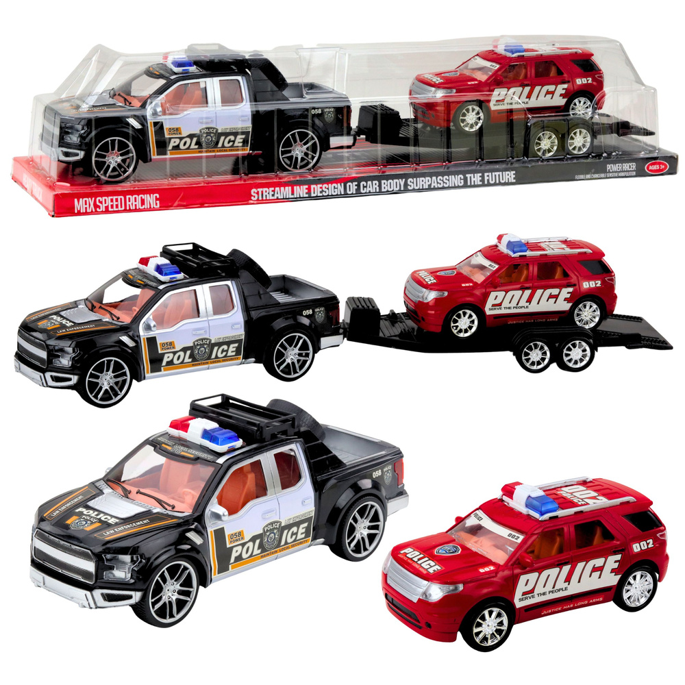 Policijos visureigis su vilkiku ir patruline mašina, 60x11.5x10.5 cm