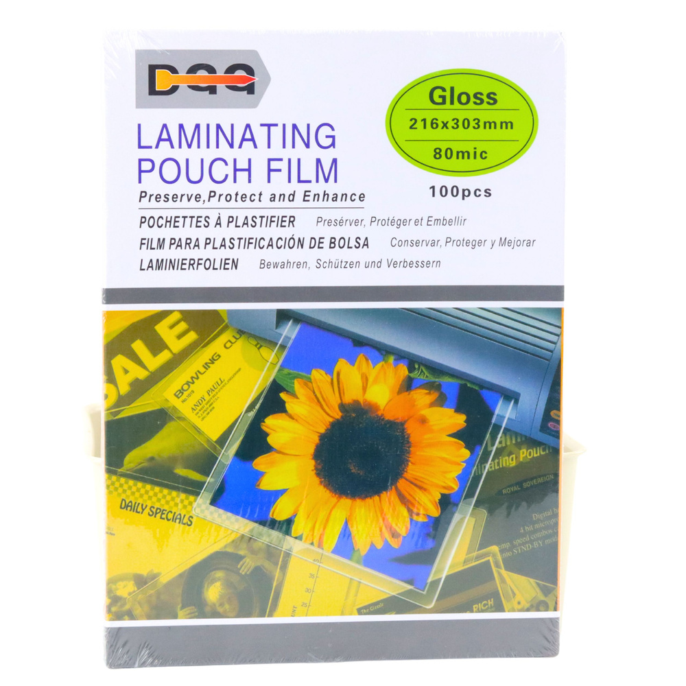 Blizgi laminavimo plėvelė dqa a4 216x303 mm 80 mikronų, 100 vnt.