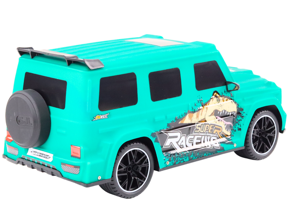 Nuotoliniu būdu valdoma mašina rc car with dinosaur, žalia