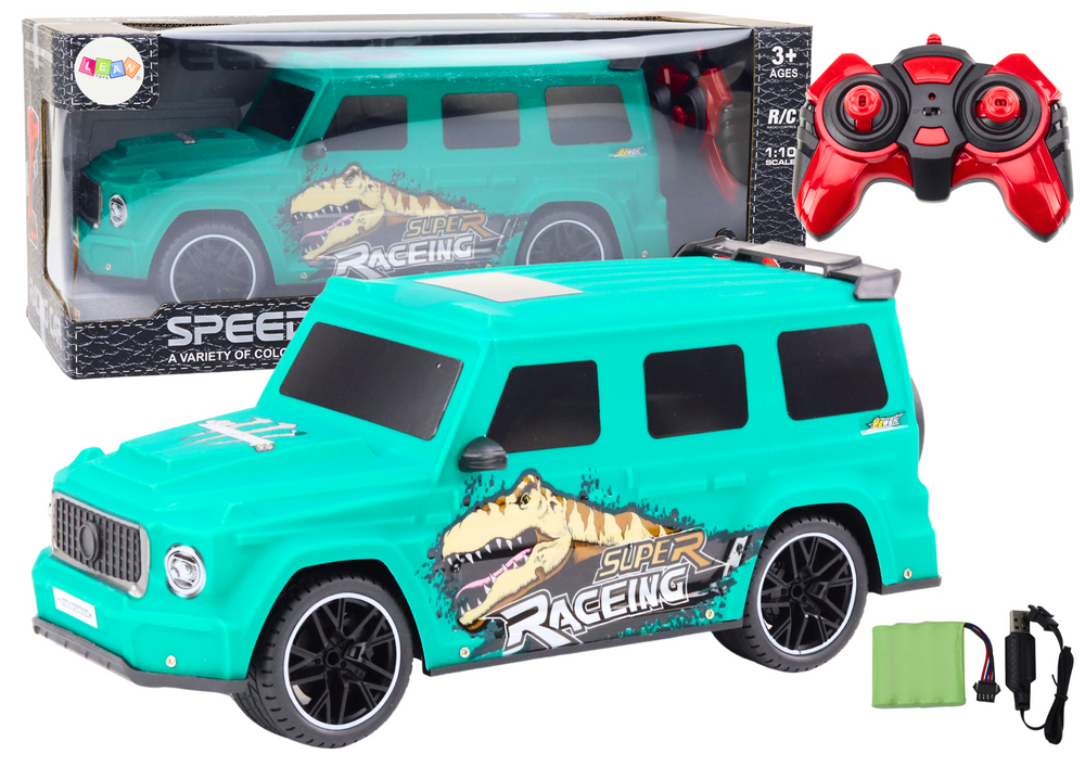 Nuotoliniu Būdu Valdoma Mašina Rc Car With Dinosaur, Žalia