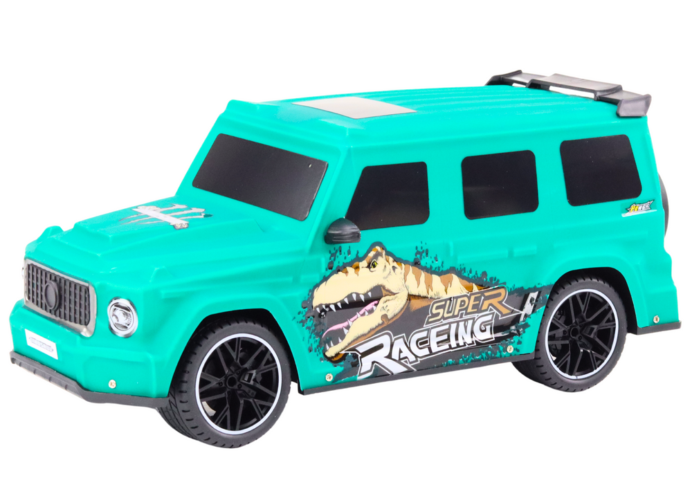 Nuotoliniu būdu valdoma mašina rc car with dinosaur, žalia