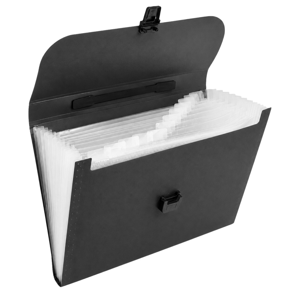 A4 dokumentų dėklas su 13 skyrių, juodas, 33,5 × 25 × 4 cm