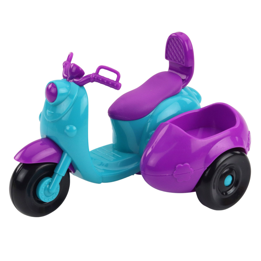 Lėlė ankiki su triračiu motoroleriu ir šuneliu