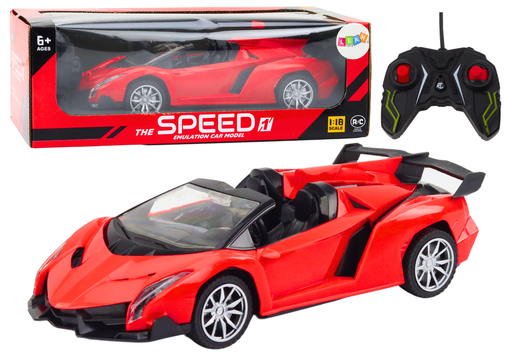Raudonas nuotoliniu būdu valdomas sportinis automobilis rc 1:18
