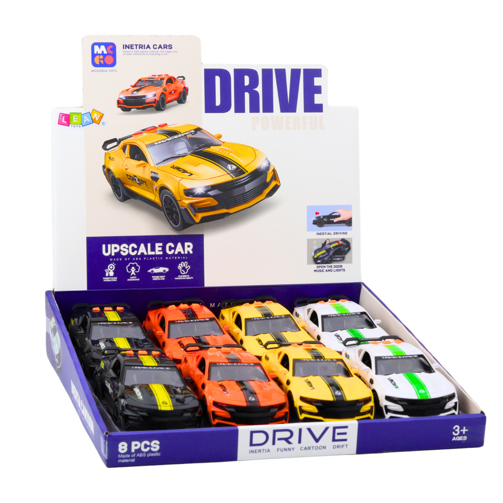 Žaislinis lenktyninis automobilis su šviesomis ir garsais, 17.5 cm