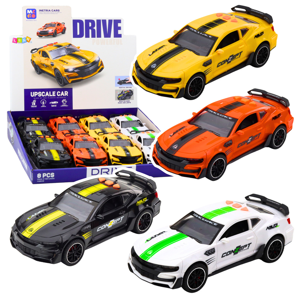 Žaislinis lenktyninis automobilis su šviesomis ir garsais, 17.5 cm