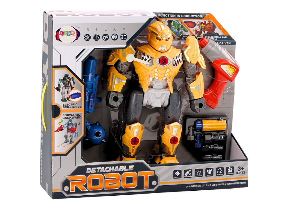 Geltonas robotas su gręžimo funkcija ir šviesos bei garso efektais 3