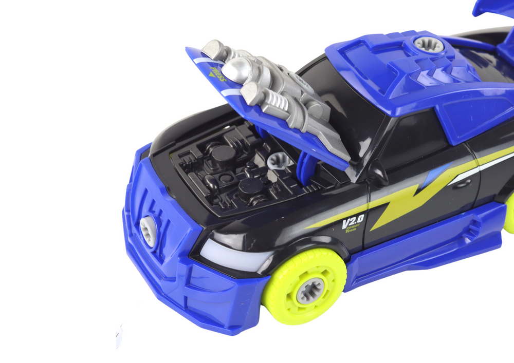 Žaislinis automobilis su įrankiais diy, mėlynas