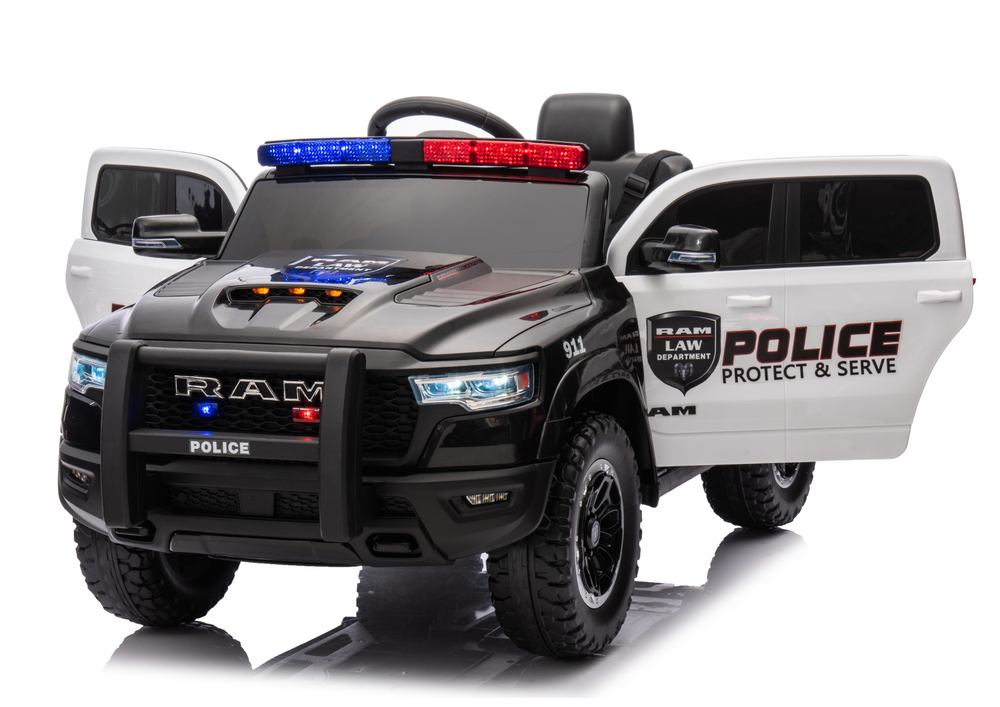 Vaikiškas elektromobilis dodge ram policija zb618p, juodas
