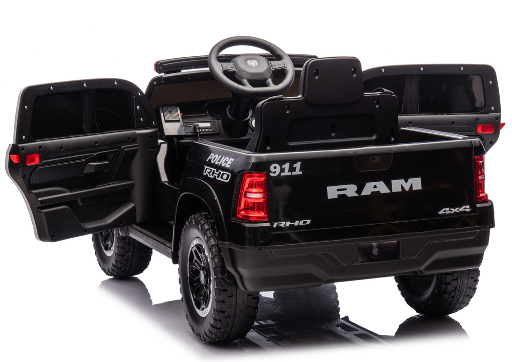 Vaikiškas elektromobilis dodge ram policija zb618p, juodas