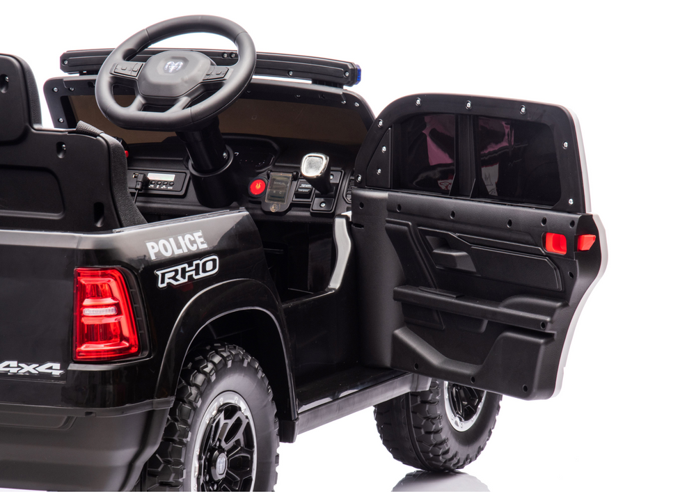 Vaikiškas elektromobilis dodge ram policija zb618p, juodas