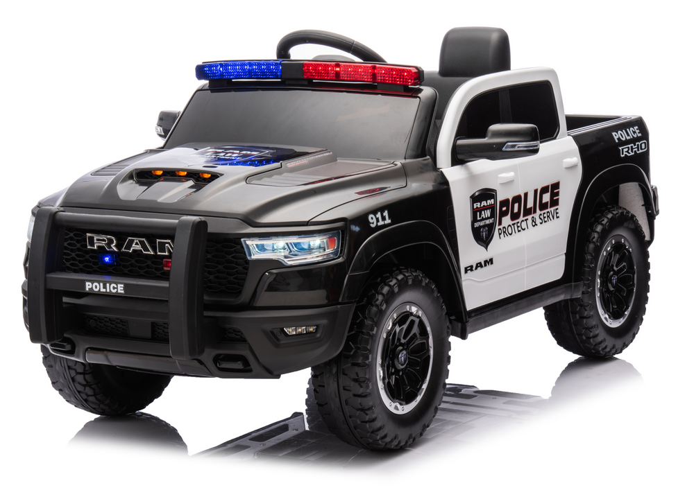 Vaikiškas elektromobilis dodge ram policija zb618p, juodas