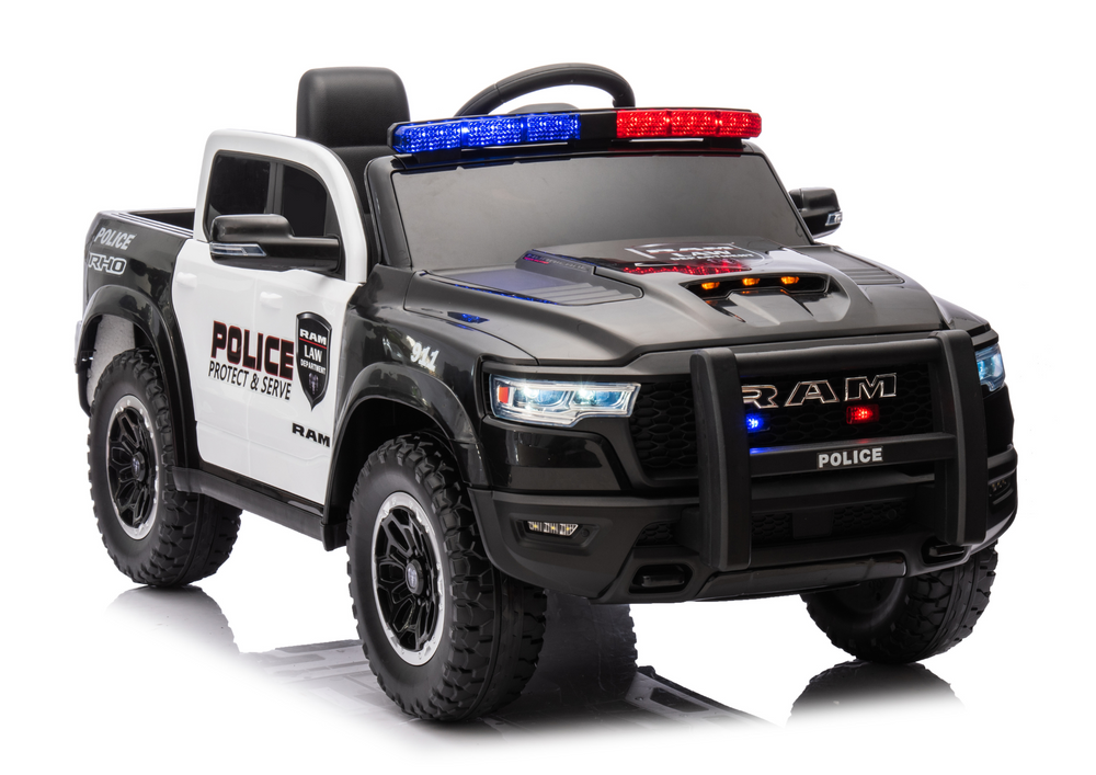 Vaikiškas elektromobilis dodge ram policija zb618p, juodas