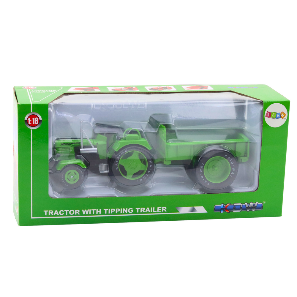 Metalinis žalias traktorius 1:18 masteliu