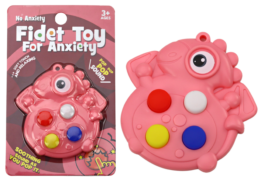 Antistresinis sensorinis žaislas dinozauras Lean Toys Pop It, rožinis