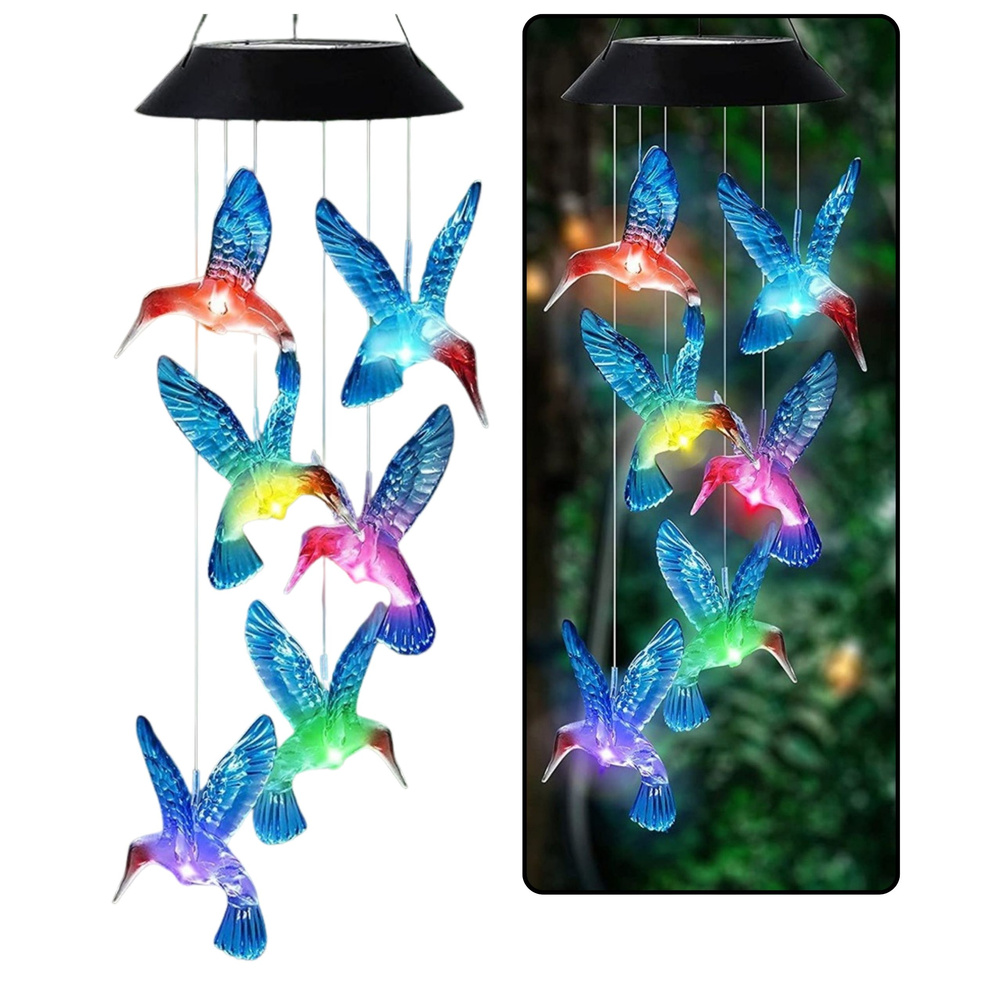 Saulės led sodo lempos kolibrių varpeliai, 70 cm