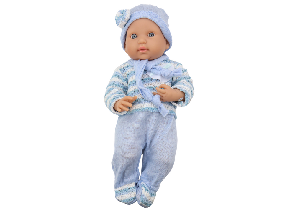 Lėlė kūdikis su mėlynais drabužiais lean toys, 39 cm