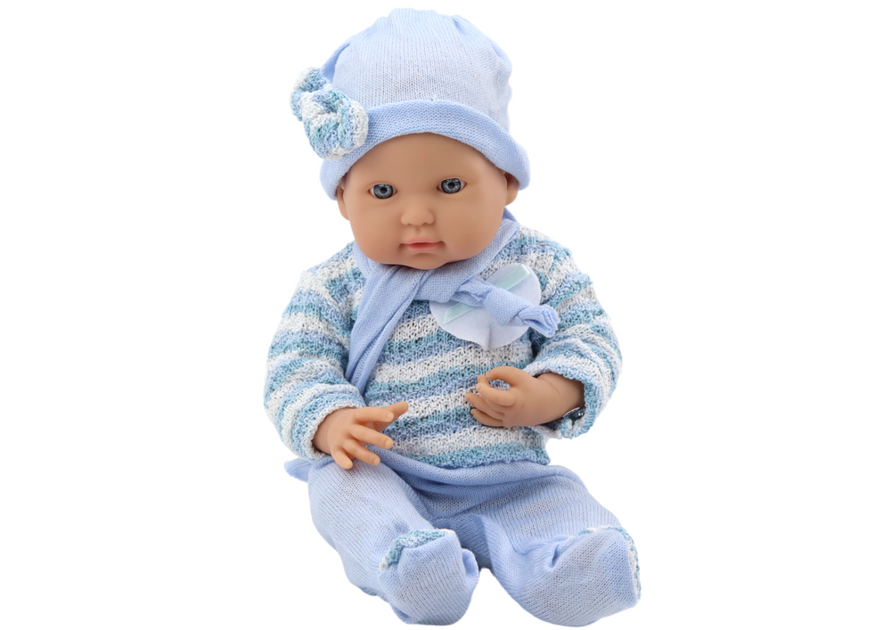 Lėlė kūdikis su mėlynais drabužiais lean toys, 39 cm