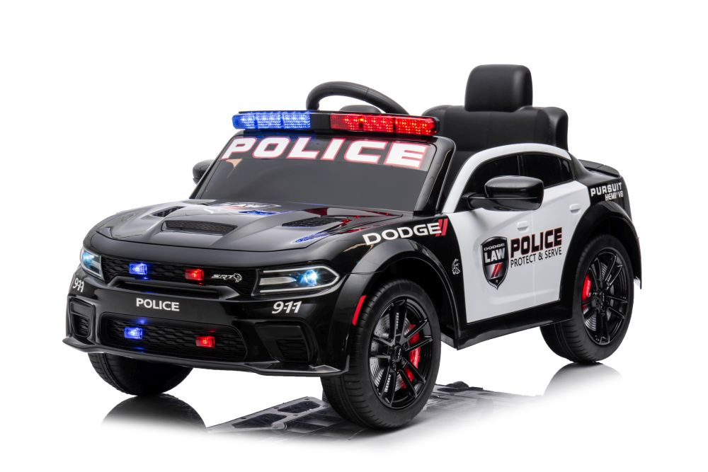 Elektrinis automobilis vaikams policija juodas