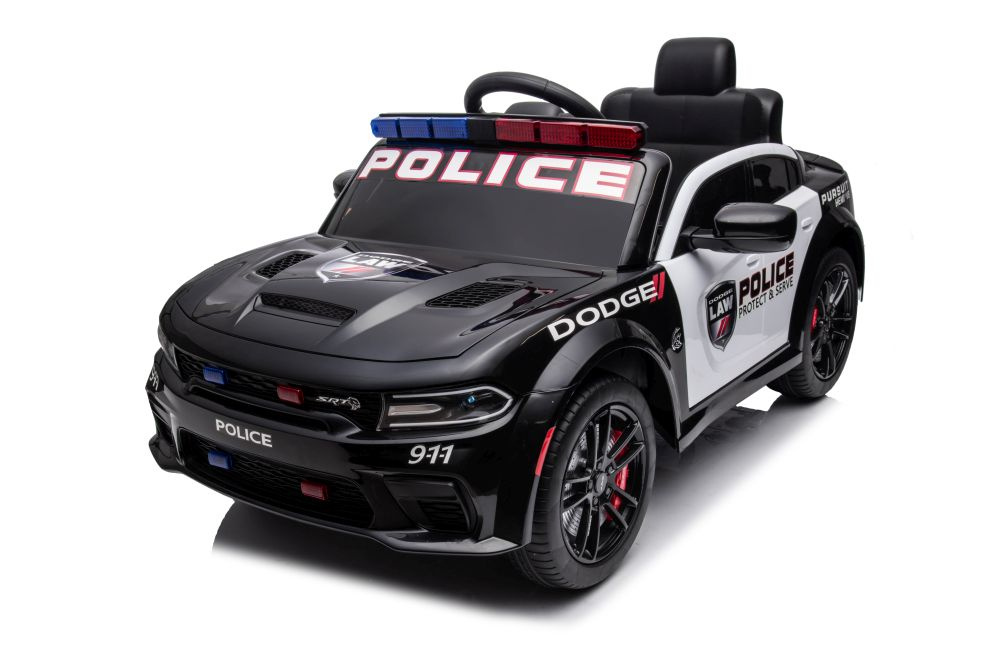 Elektrinis automobilis vaikams policija juodas