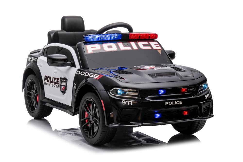 Elektrinis automobilis vaikams policija juodas