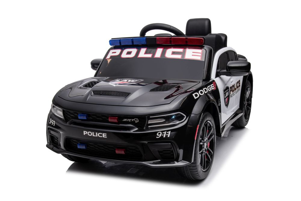 Elektrinis automobilis vaikams policija juodas