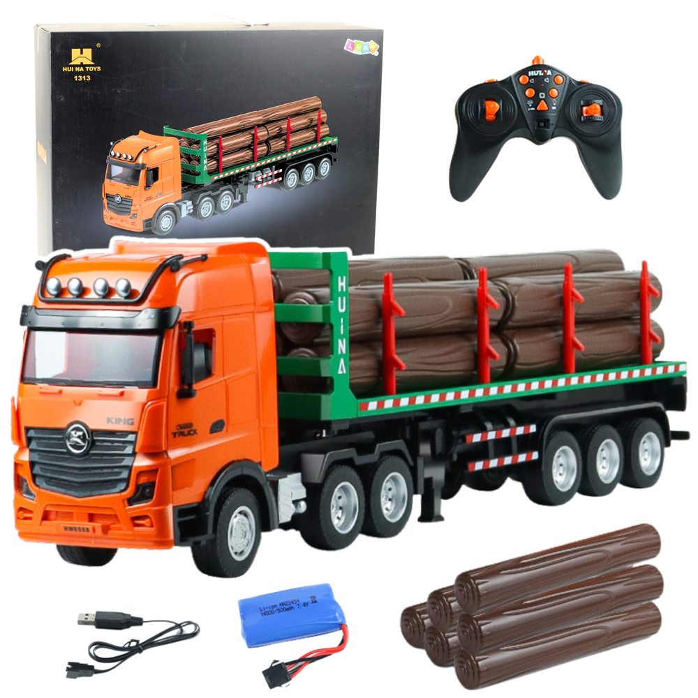 Nuotoliniu būdu valdoma medienos pervežimo mašina hui na toys 9ch 1:18