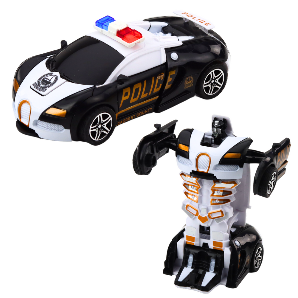 Žaislinis automobilis-robotas 2in1 policijos sportinis