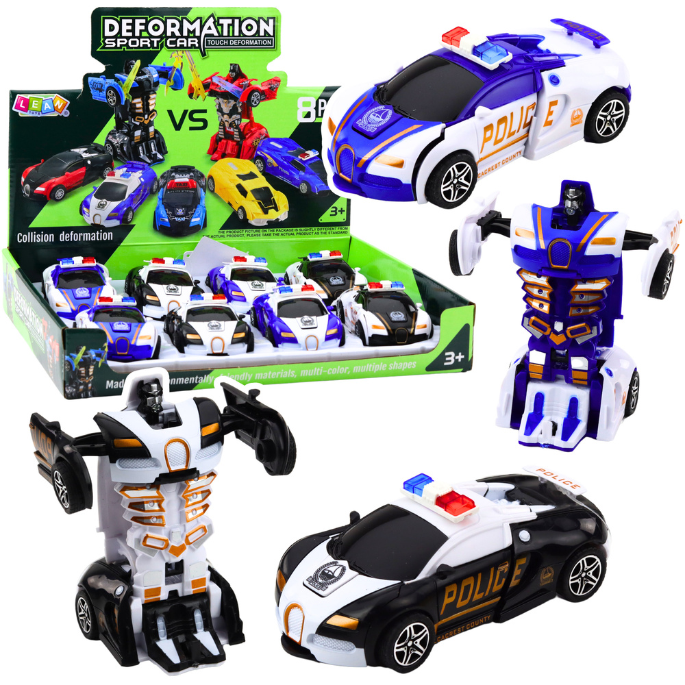 Žaislinis automobilis-robotas 2in1 policijos sportinis