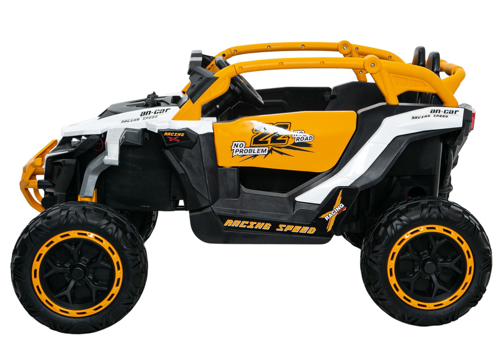Elektrinis vaikiškas automobilis 4x4 m3, geltonas ir baltas 3