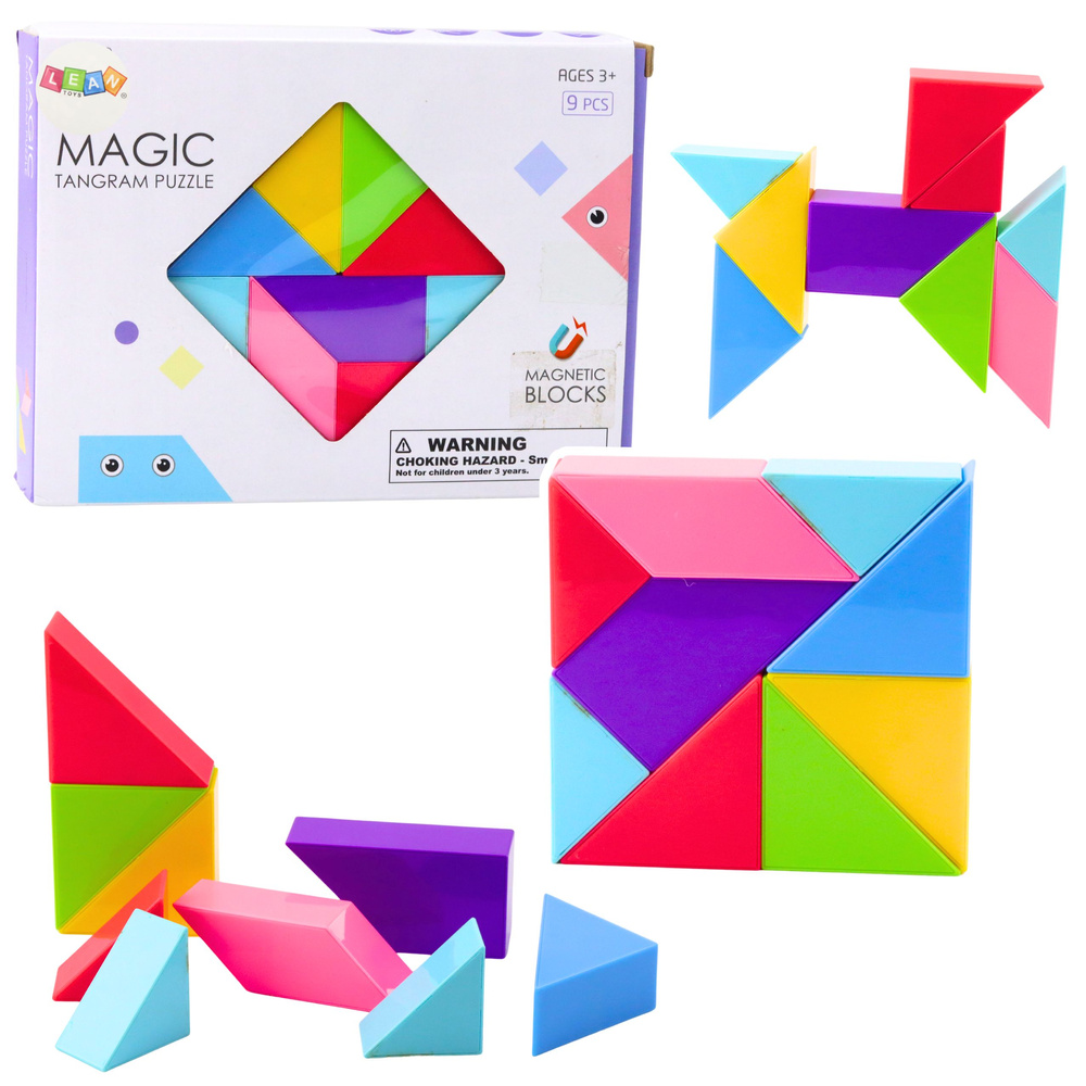 Magnetiniai tangram blokeliai, 9 vnt.