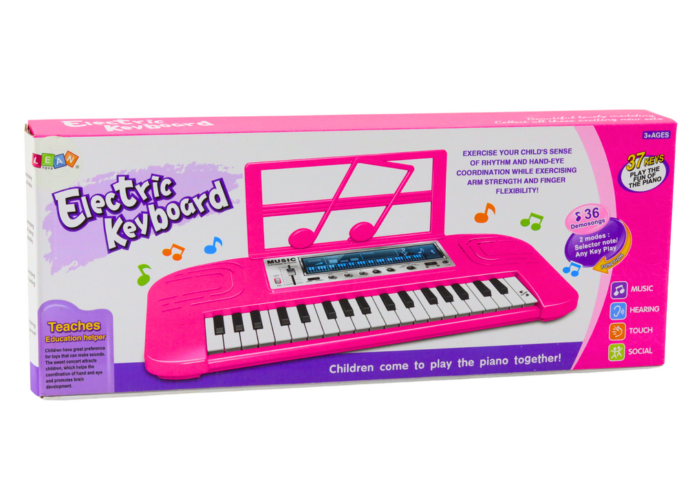 Elektroninis vaikiškas fortepijonas, 36 melodijos, rožinis
