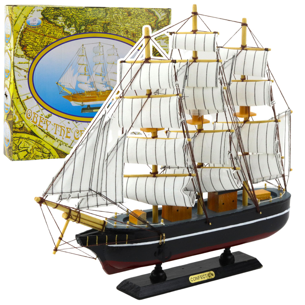 Dekoratyvinis trijų stiebų burlaivio modelis 39x36 cm