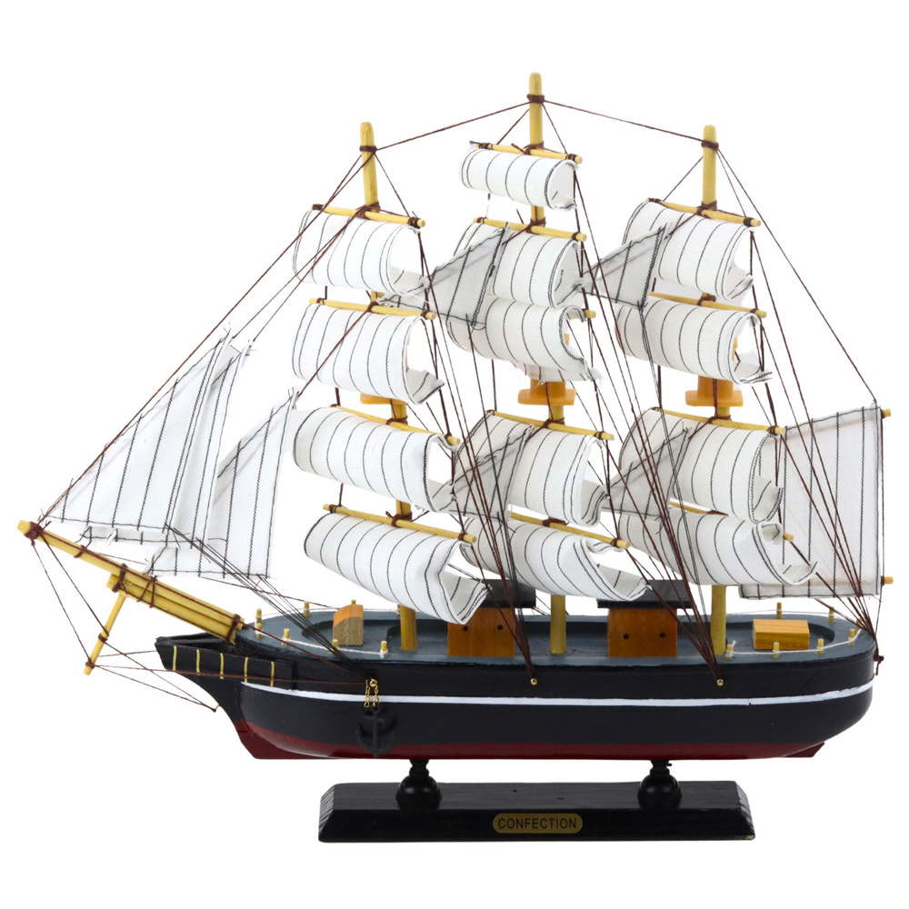 Dekoratyvinis trijų stiebų burlaivio modelis 39x36 cm