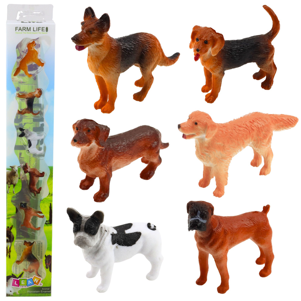 Realistiškų šunų figūrėlių rinkinys 4 cm, 6 vnt.