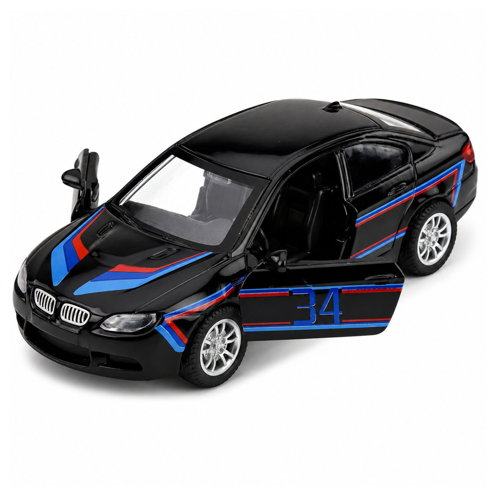 Žaislinis sportinis automobilis su inercine pavara ir atidaromomis durimis, juodas, 1:32 3