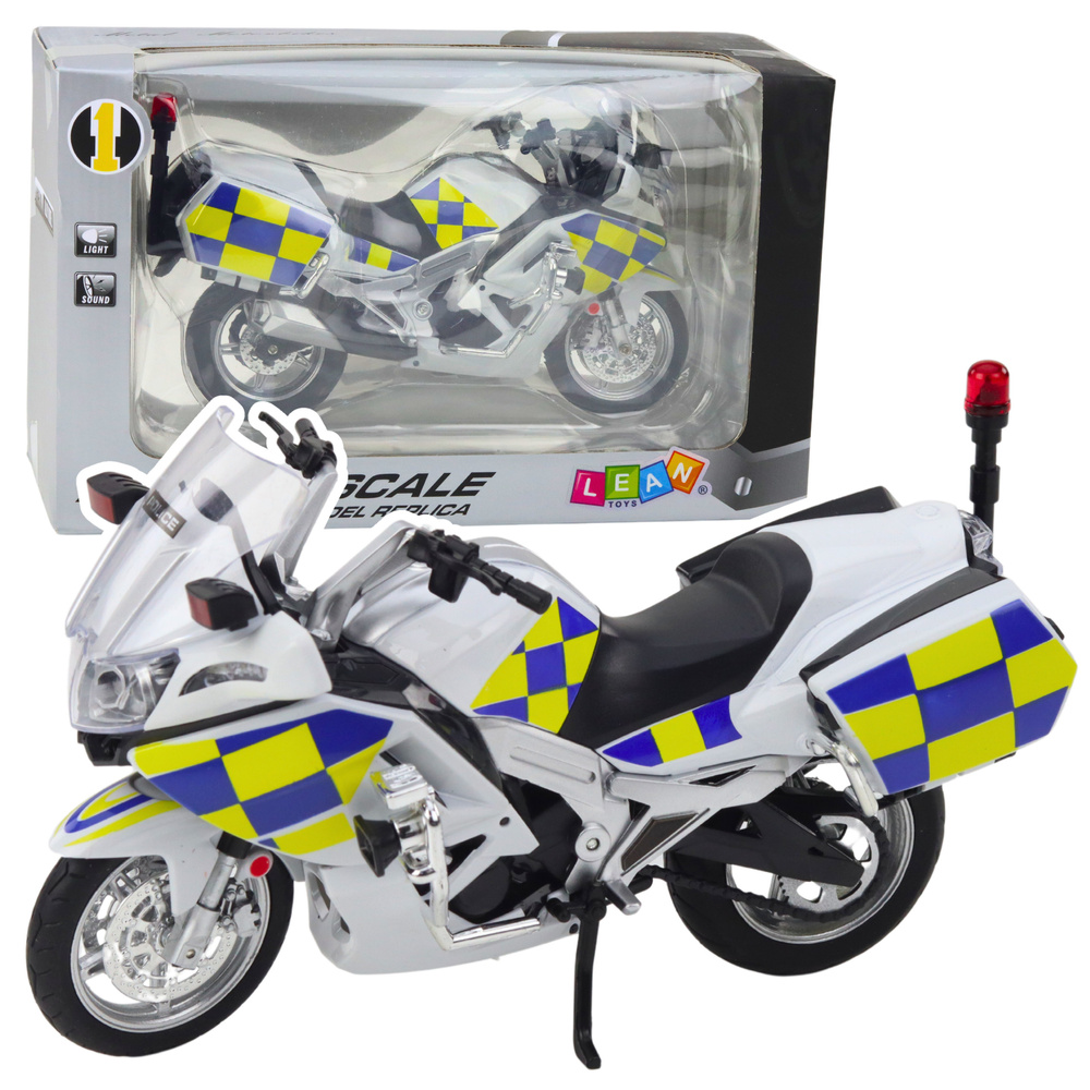 Policijos motociklas iš metalo su šviesomis ir garsu 1:12