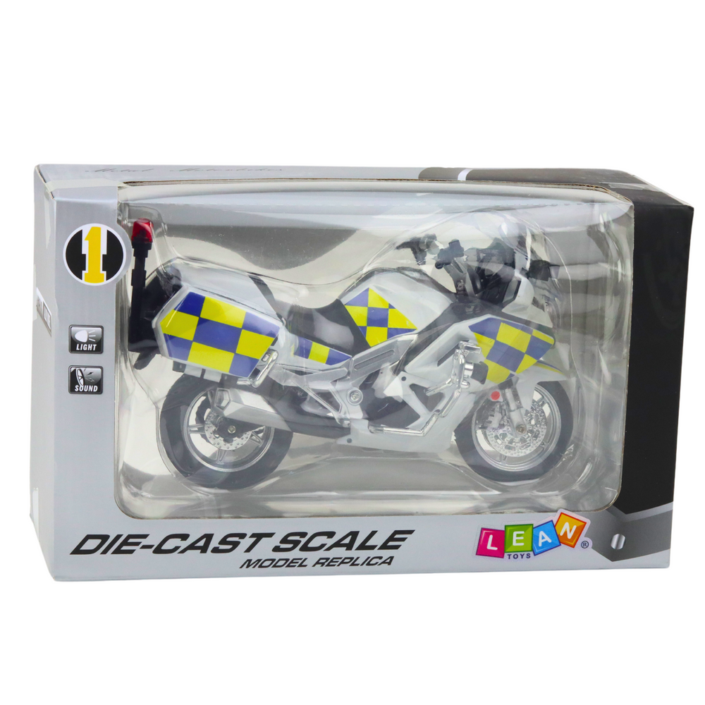 Policijos motociklas iš metalo su šviesomis ir garsu 1:12