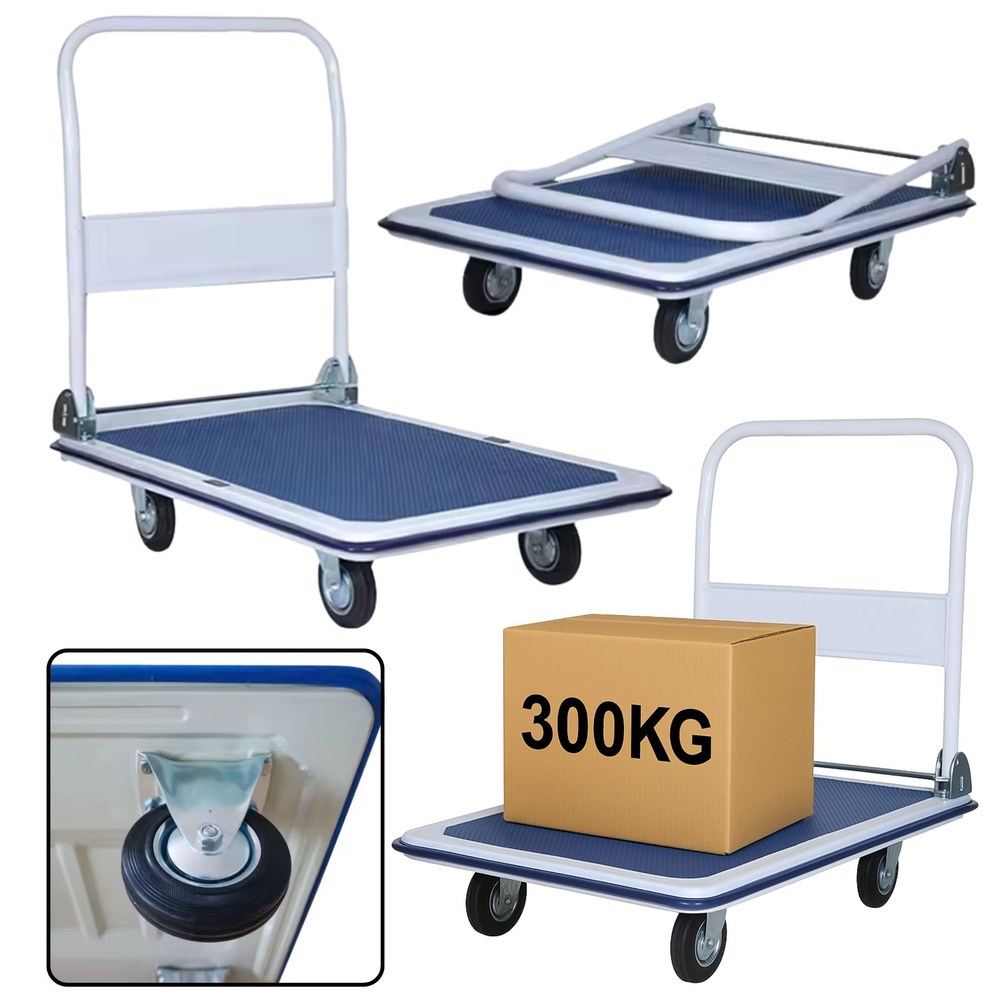 Sulankstomas transportavimo vežimėlis 300 kg, 90x60 cm