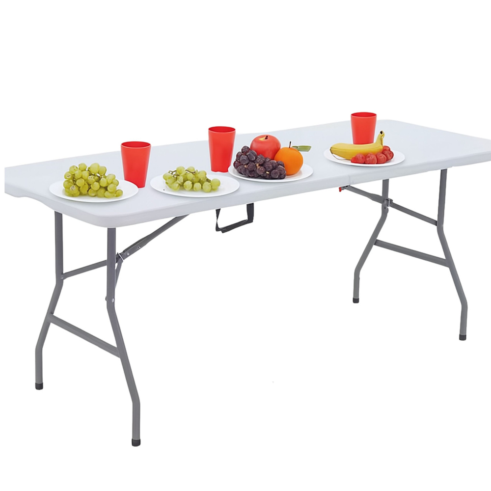 Sulankstomas stalas su rankena 180x74 cm, baltas